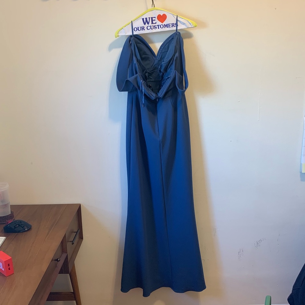 Blue Aidan Mattox Off-The-Shoulder Gown - Picture 4 of 5